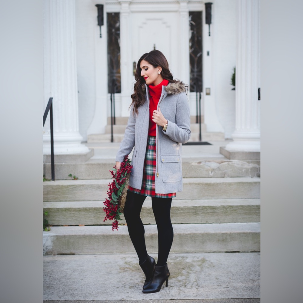 J Crew Vail Parka faux fur hood coat